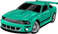 3d racing car icon model in green color