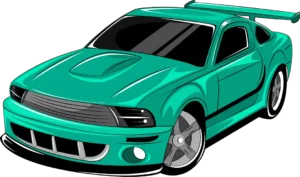 3d racing car icon model in green color